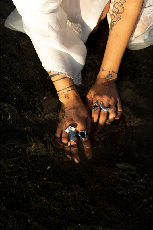 aida ring + rombus onyx ring + unity onyx ring + pelvis ring 602Lab