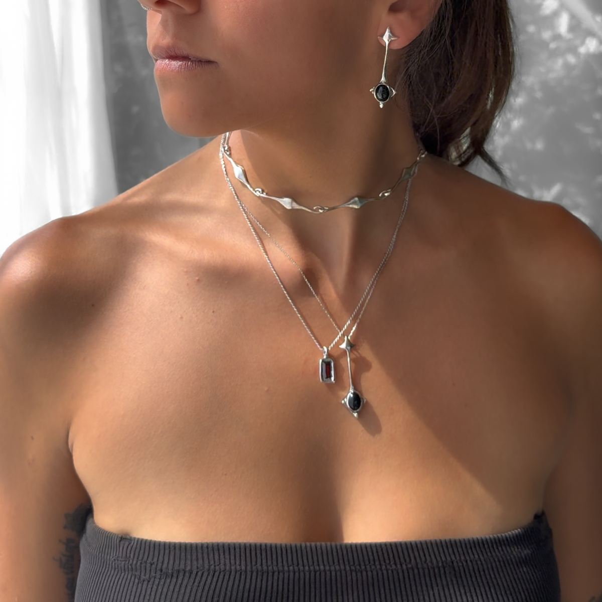 raw baguette necklace 602Lab