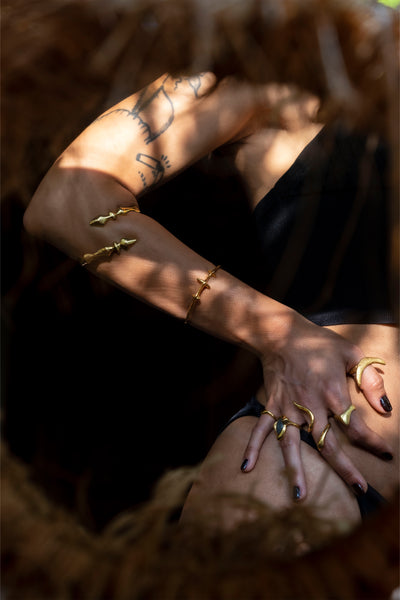 serpent cuff + spin cuff + aida ring + ore ring + curled snake ring + unity labradorite ring + pinky ring 602Lab