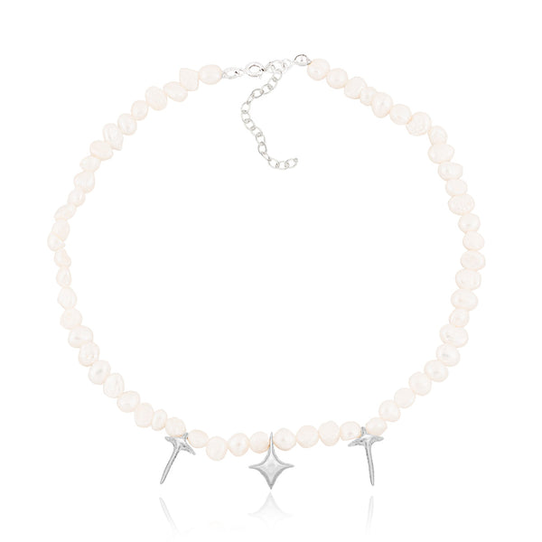 spinal earring + collar chain necklace + nasal pearl necklace + italian flat chain + moon necklace 602Lab