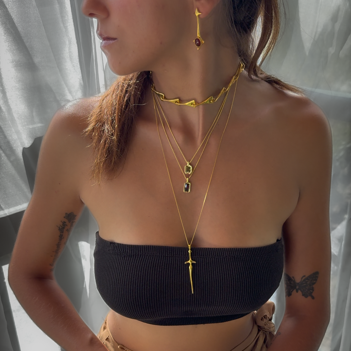 raw baguette necklace 602Lab