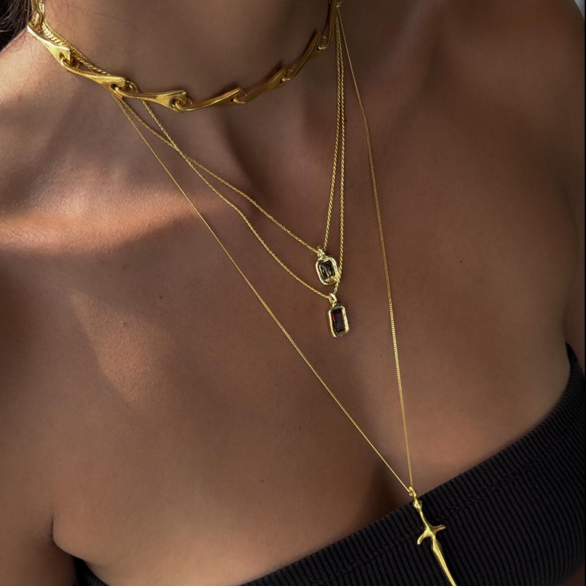 raw baguette necklace 602Lab